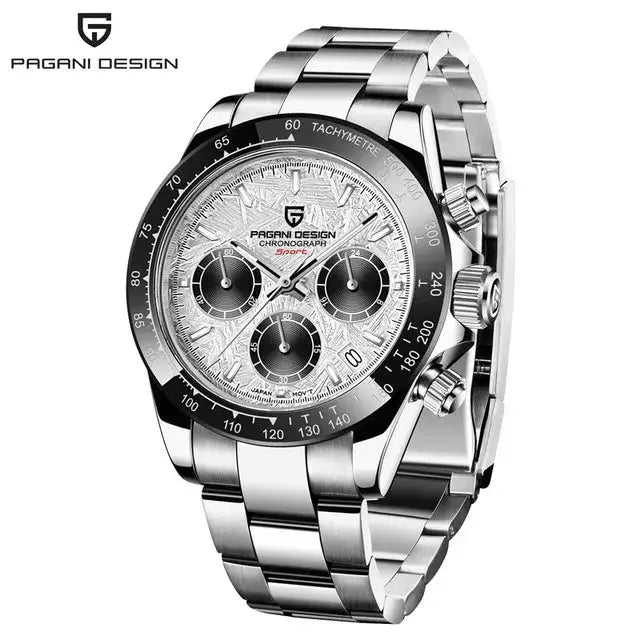 PAGANI DESIGN 40mm New V2 Mens Quartz Watch With Sapphire Crystal Retro Chronograph Stainless Steel Waterproof Wristwatch