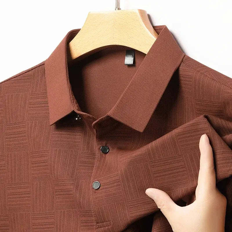 2024 Men's Printed Business Casual Short Sleeve Polo Shirt Breathable Comfortable Top For Summer