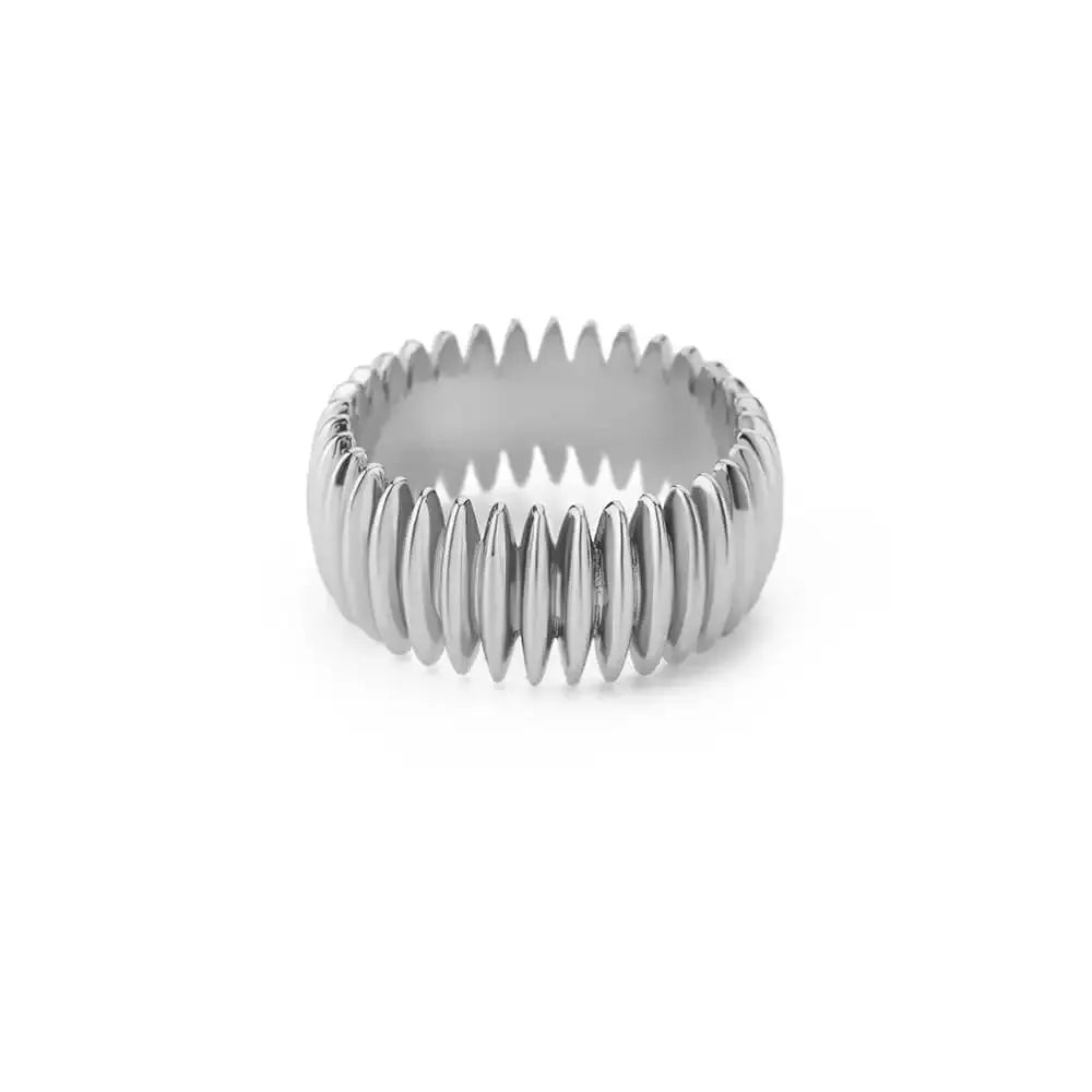 Stainless Steel Geometric Stripe Rings For Women Gold Plated Punk Finger Rings Party Jewelry Gift