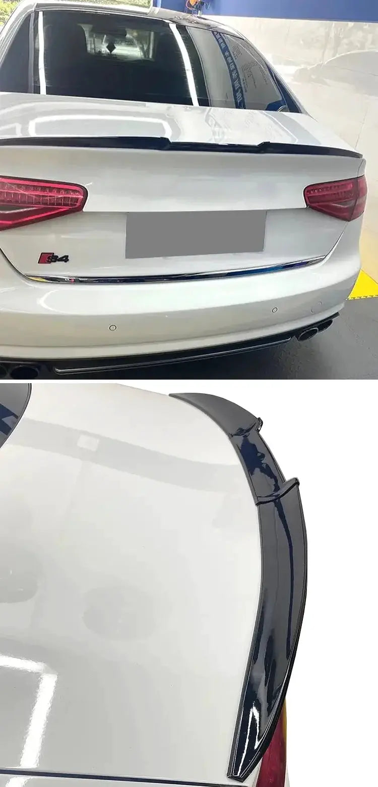 Rear trunk spoiler kit for Audi A4 B8 (2003-2013); 3-piece matte black soft plastic