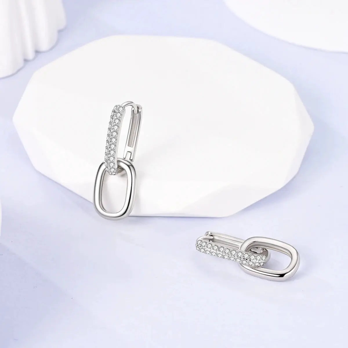 925 Silver Hoop Earrings For Women Zircon Heart Shape Star Eardrops Original Fashion Jewelry