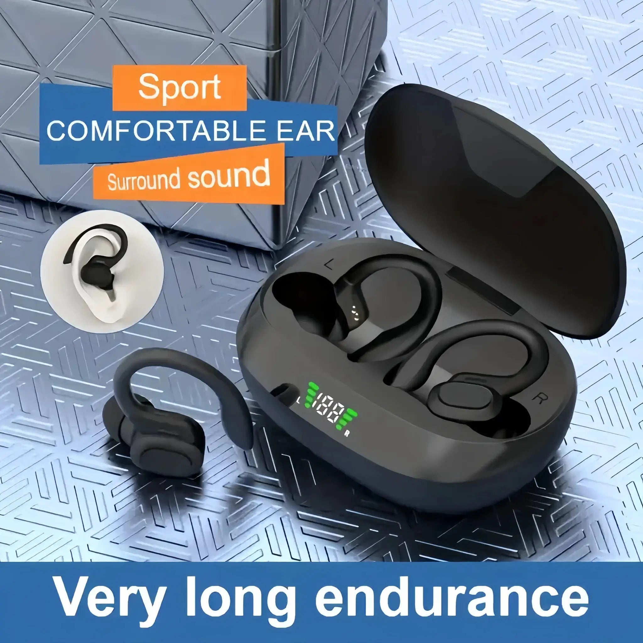 AeroPulse True Wireless Earbuds With Active Noise Cancellation LED Display And Sports Ear Clip For Secure Workouts