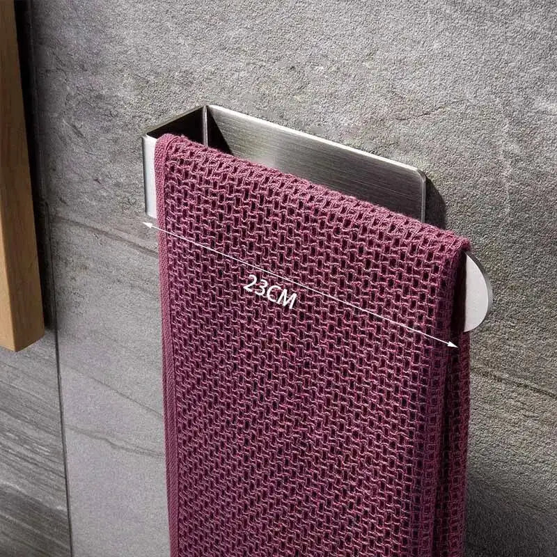 Self Adhesive Towel Rack Stainless Steel Non Drilled Bathroom Kitchen