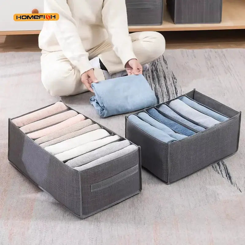 Grey 9 Grid Non Woven Storage Box Durable Washable Space Saving Wardrobe Organizer For Clothes And Underwear