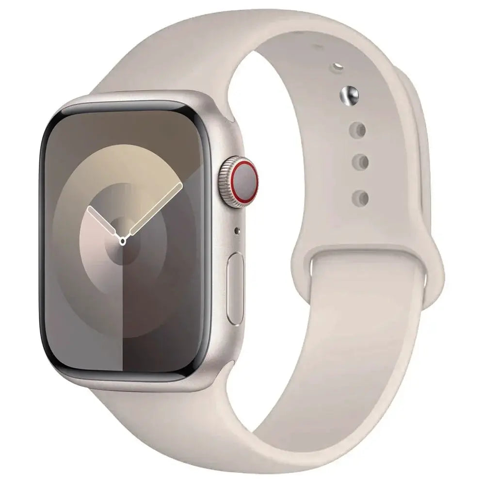 Simples Market silicone Apple Watch band, beige sport strap for 38–49mm watches