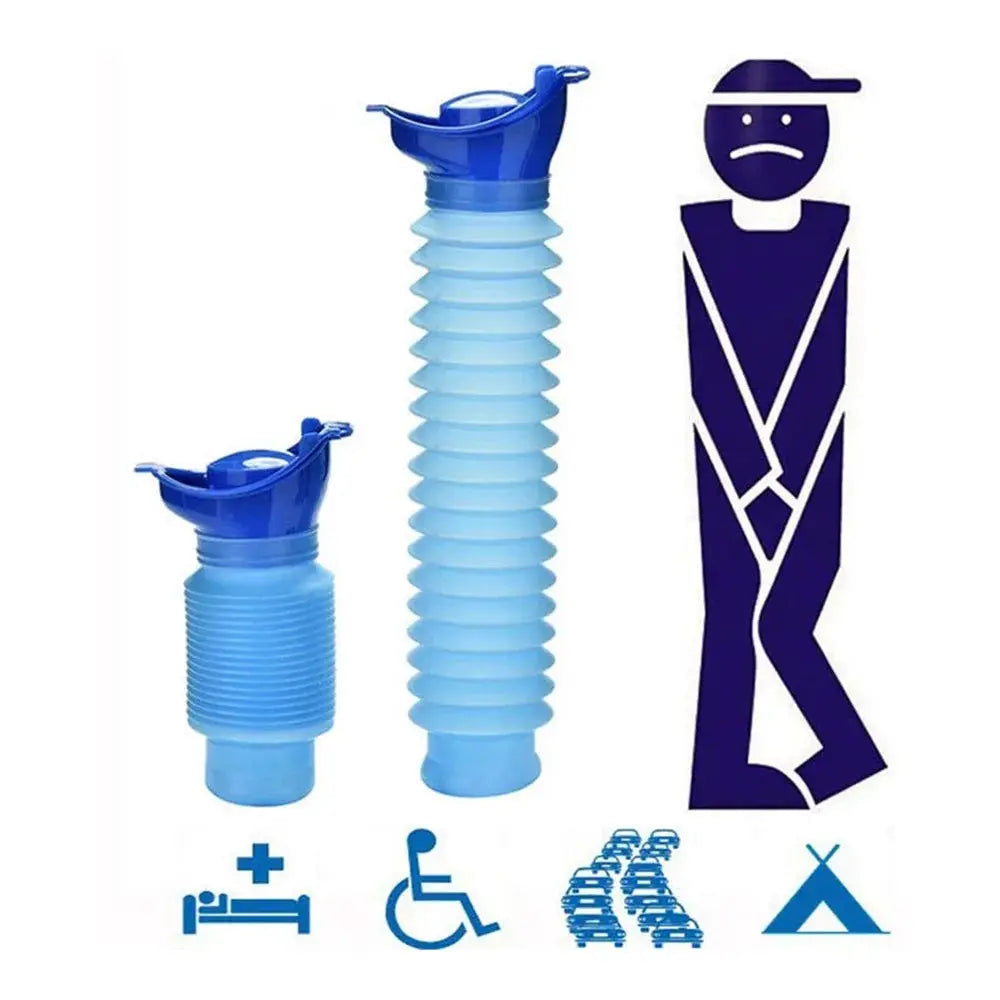 2-pack blue collapsible adult urinals, portable 750ml travel bottles for camping and car use