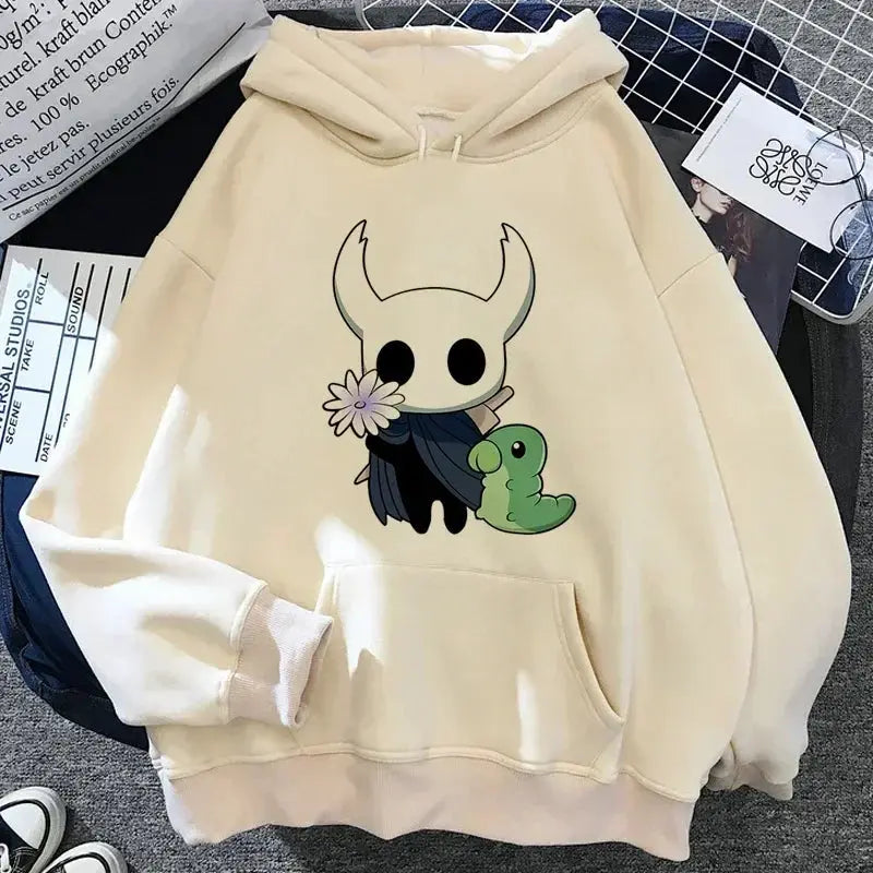 Hollow Knight Hoodie Grunge Y2K Aesthetic Cartoon Graphic Pullover For Autumn And Winter Wear