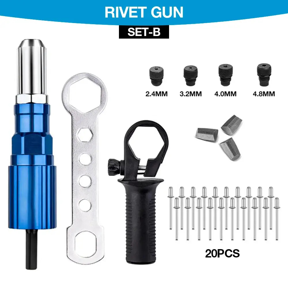 Electric Rivet Gun 2.4 To 4.8 Millimeter Portable Rivet Nut Gun Drill Adapter Kit For Wireless Cordless Use