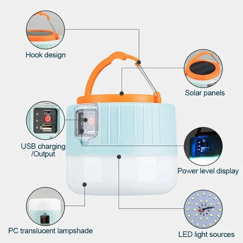 Portable Camping Light Power Bank LED Lantern Waterproof Handheld Outdoor Tent Light Rechargeable Floodlight
