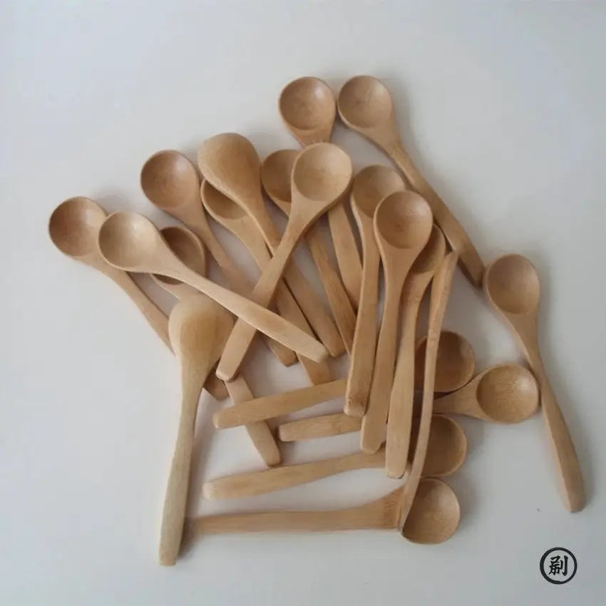 Wooden Honey Spoon Set 10 Piece Ecofriendly Bamboo Kitchen Tableware Condiment Coffee Dessert Tea