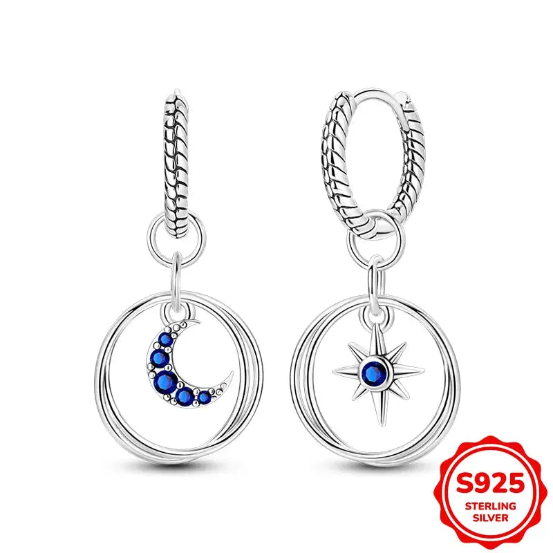 925 Sterling Silver Blue Zircon Butterfly Hoop Earrings for Women Fine Jewelry Gift
