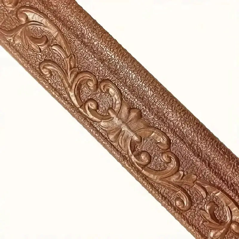 1pc brown 3D embossed floral border wall trim, 230x8 cm, self-adhesive skirting border by Simples Market