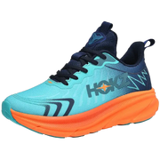 Simples Market men's running shoes with teal breathable mesh and bright orange cushioned midsole