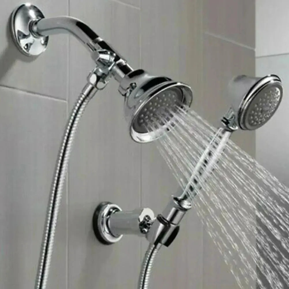 Chrome G1/2in 3-way shower diverter valve T-adapter with handheld hose and showerhead