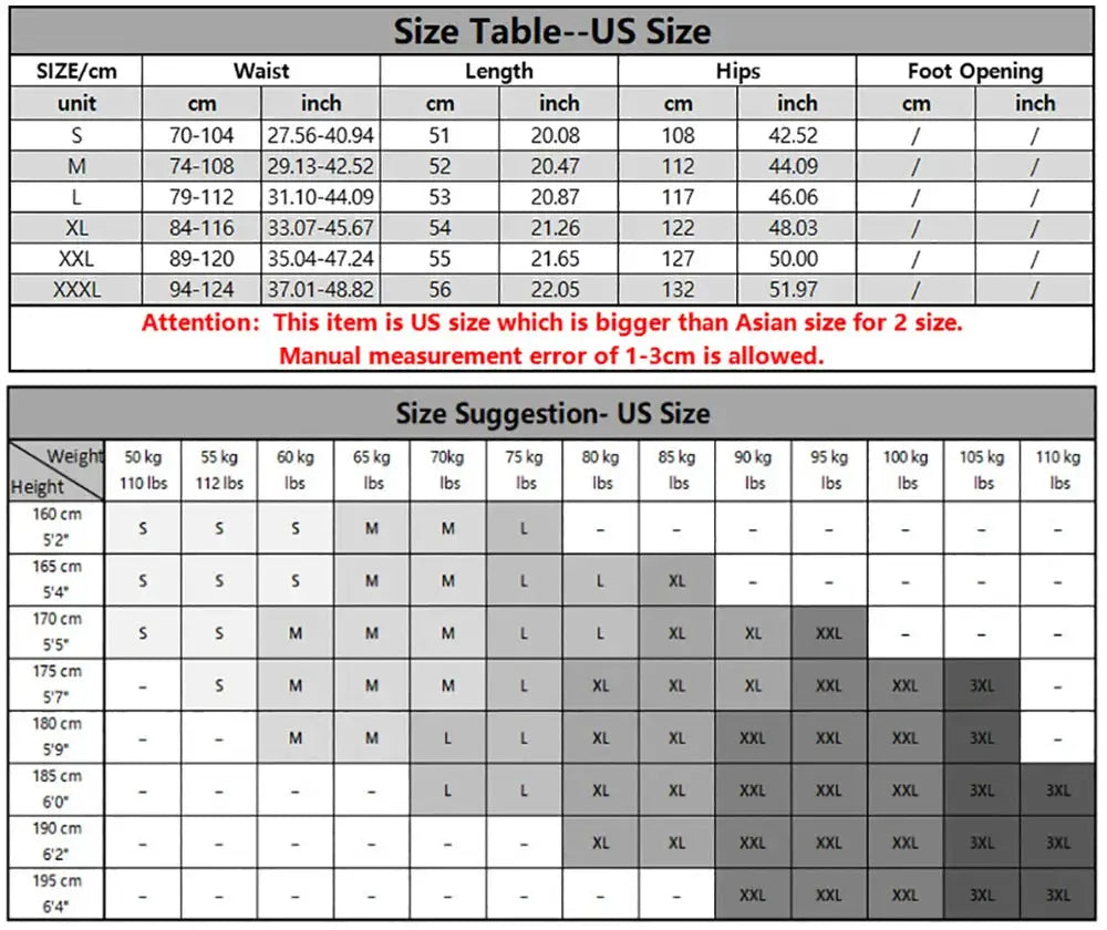 KB New men's cotton linen shorts size table and US size suggestion chart
