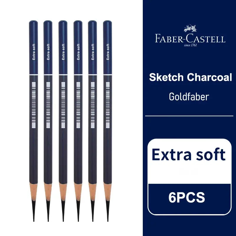 Faber-Castell Goldfaber sketch pencils, extra soft graphite, blue barrels, 6-piece set