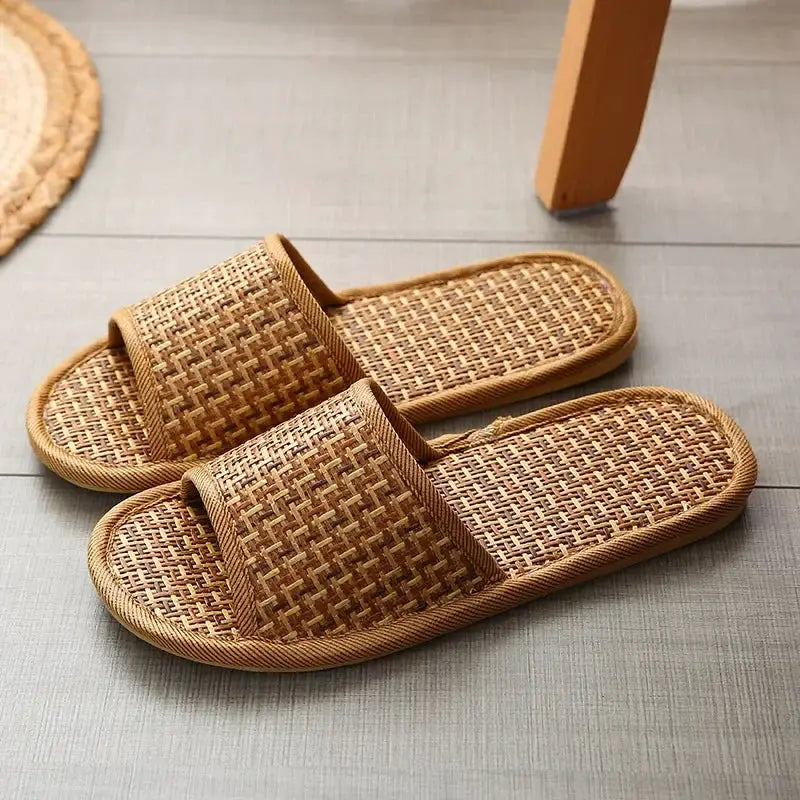NatureWalk Bamboo Woven Rattan Grass Slippers Breathable Indoor Comfort For Spring And Summer