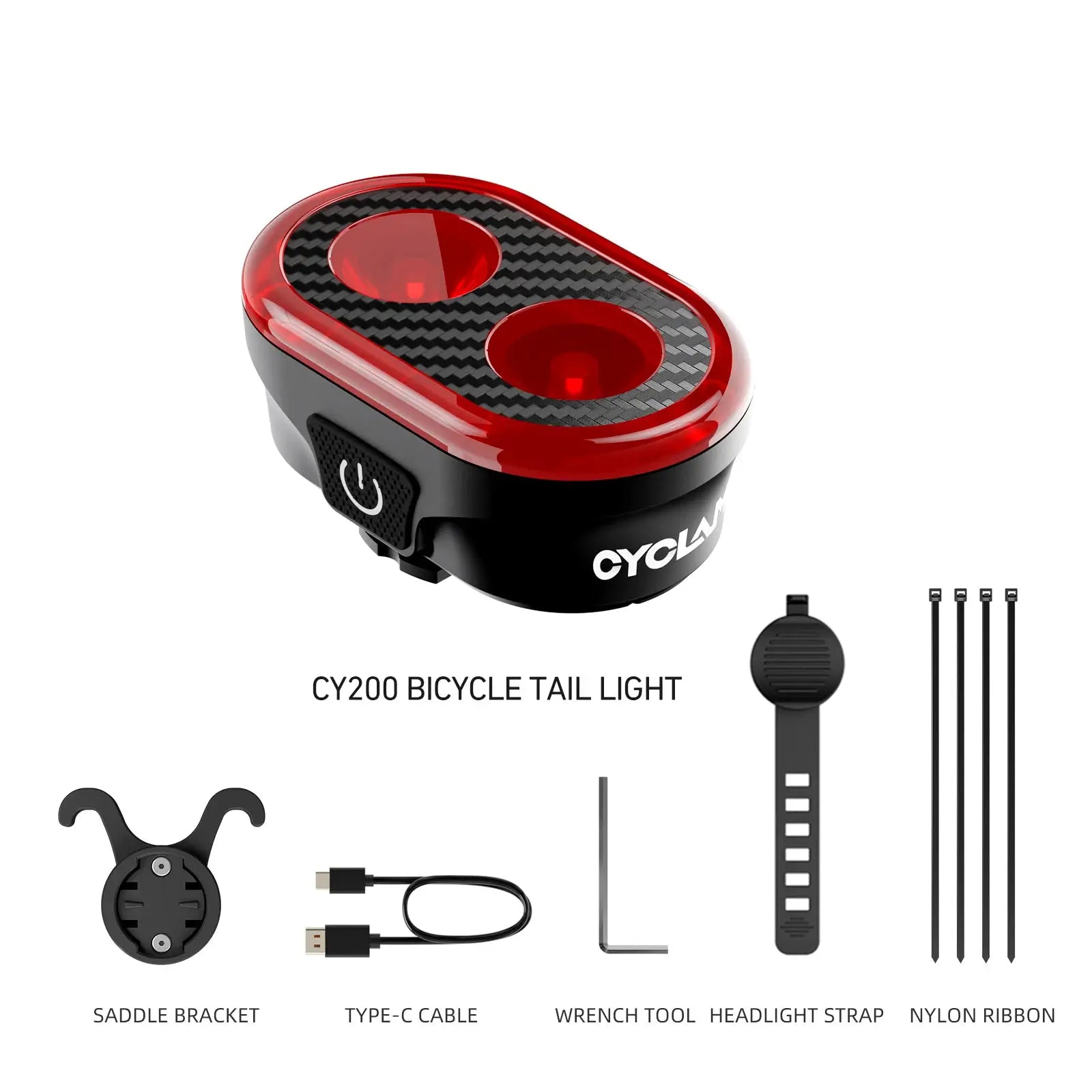 CYCLAMI CY300T Smart Brake Sensing Front And Rear Light Waterproof MTB And Road Bike Lighting Set