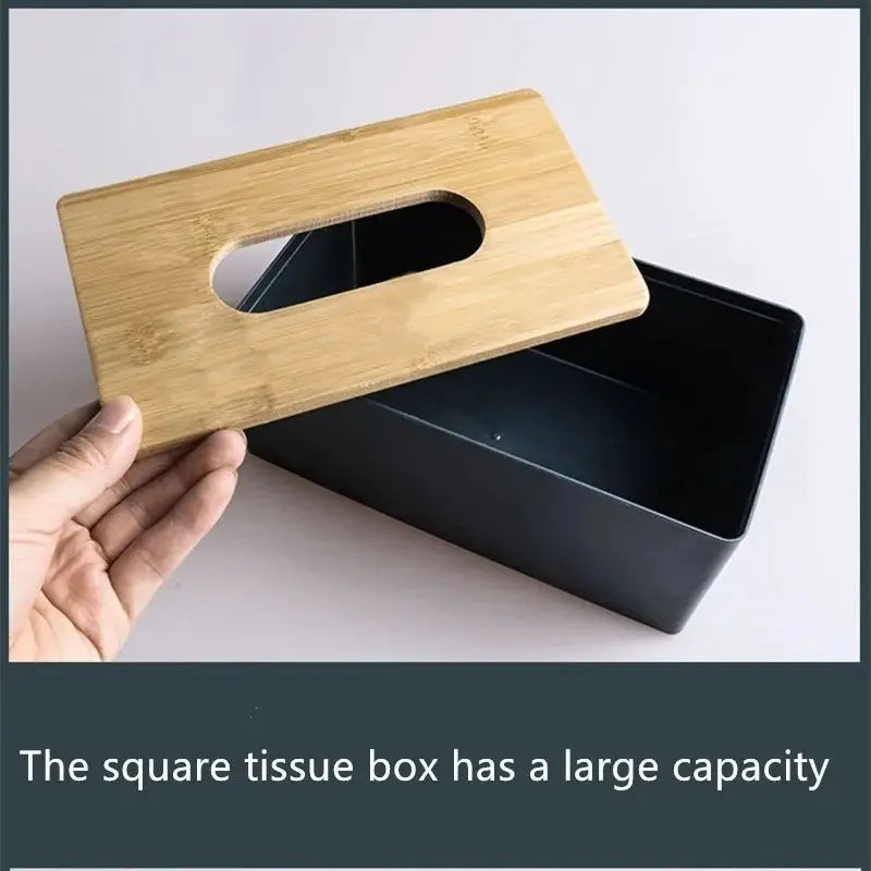 Bamboo and Solid Wood Tissue Box Napkin Holder Case for Home and Hotel Use Elegant Table Decor Storage Box