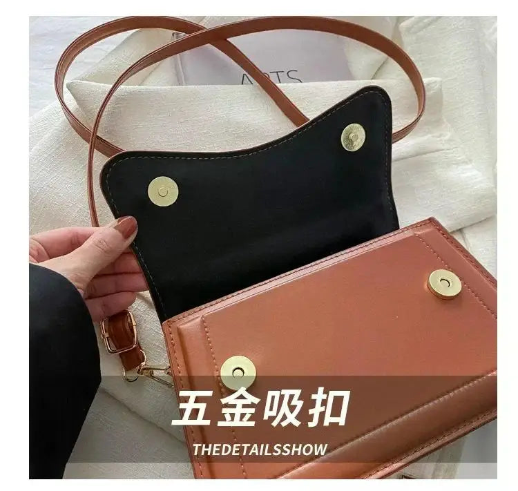 PU leather handbag set by Simples Market: pink and black crossbody purses with gold hardware.