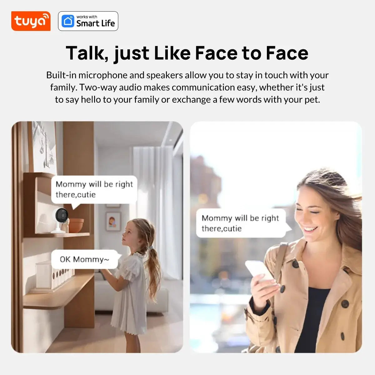 3MP HD Tuya Smart indoor/outdoor security camera with 2-way audio and phone app
