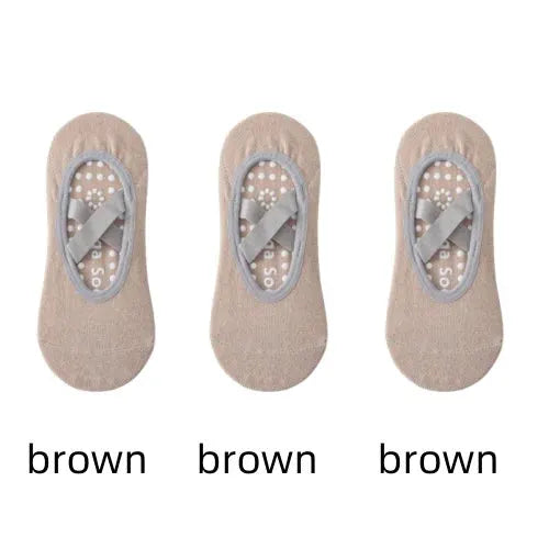 Three Pairs Professional Women Yoga Socks Silicone Anti Slip Backless Breathable Bandage For Yoga Pilates Ballet Sport