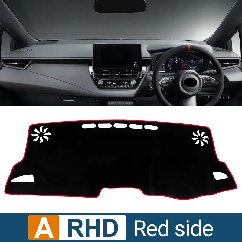 Dashboard sun shade cover for Toyota Corolla E210 (2019–2025), black with red trim, non-slip mat accessory