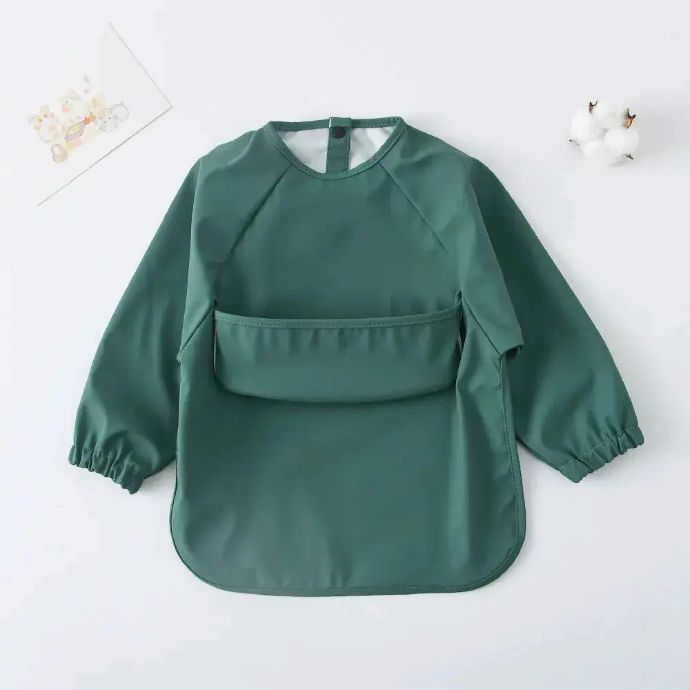 1 Piece Solid Color Baby Painting Smock Long Sleeve Waterproof Art Smock And Feeding Bib Apron For Kids Accessories