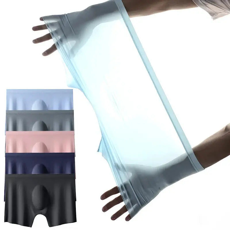 Men's Summer Ice Silk Ultra Thin Breathable Seamless Boxers Briefs Underwear All Day Comfort
