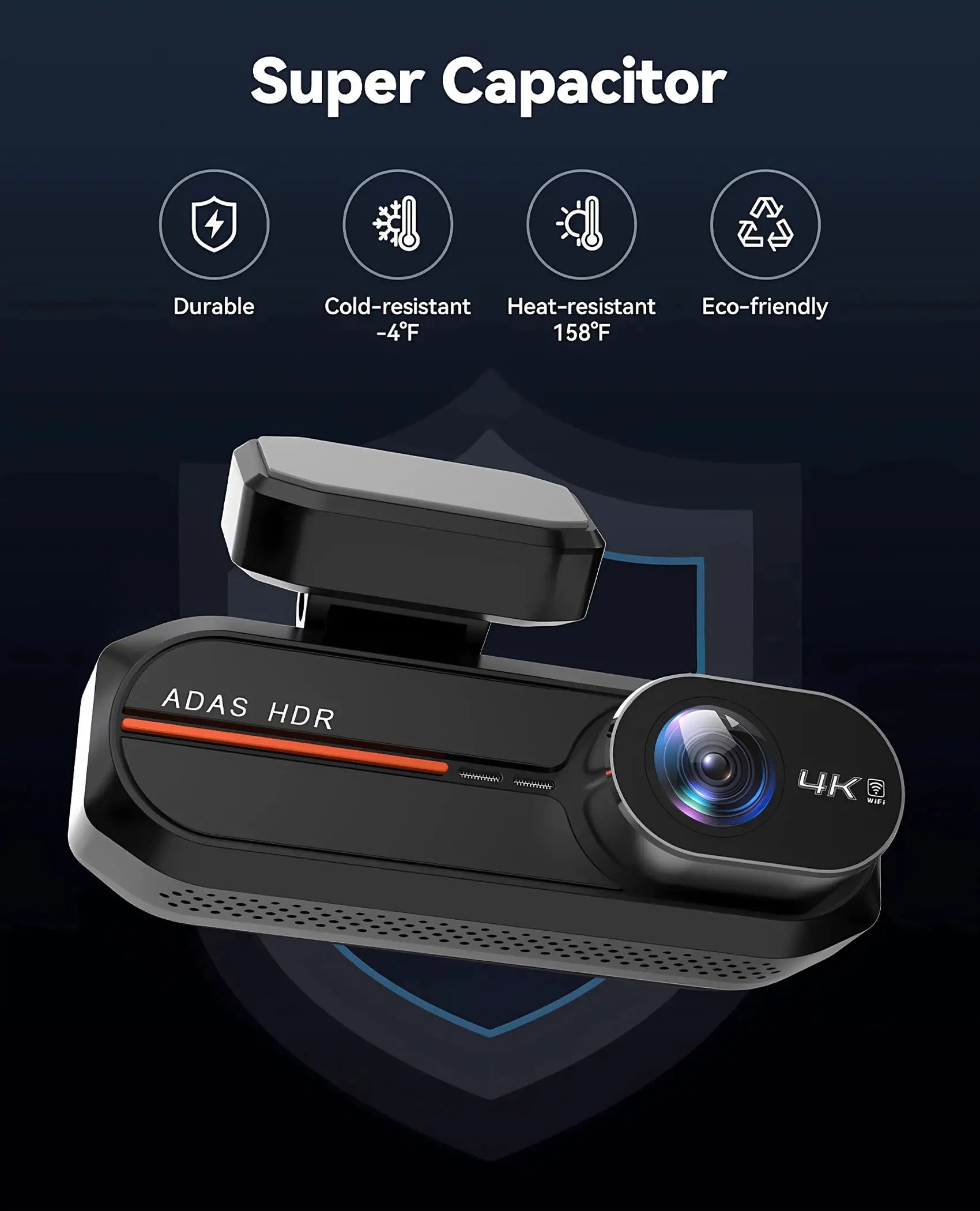 4K dash cam by Simples Market with front 4K, rear 2.5K DVR, WiFi GPS, ADAS HDR, night vision