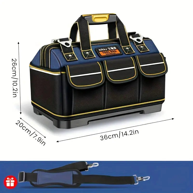 AIRAJ Multifunctional Tool Bag, Simples Market; black/blue 1680D Oxford cloth, waterproof with three front pockets