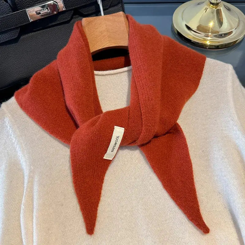 British Korean Triangle Scarf 100 Percent Wool Multifunctional Warm Knitted Headscarf For Women