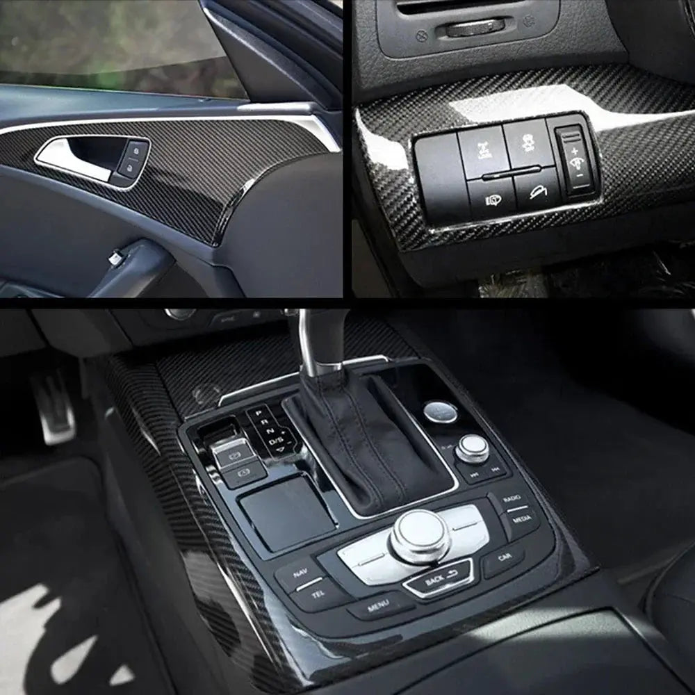 Simples Market car interior carbon fiber wrap kit in black for door panels and center console