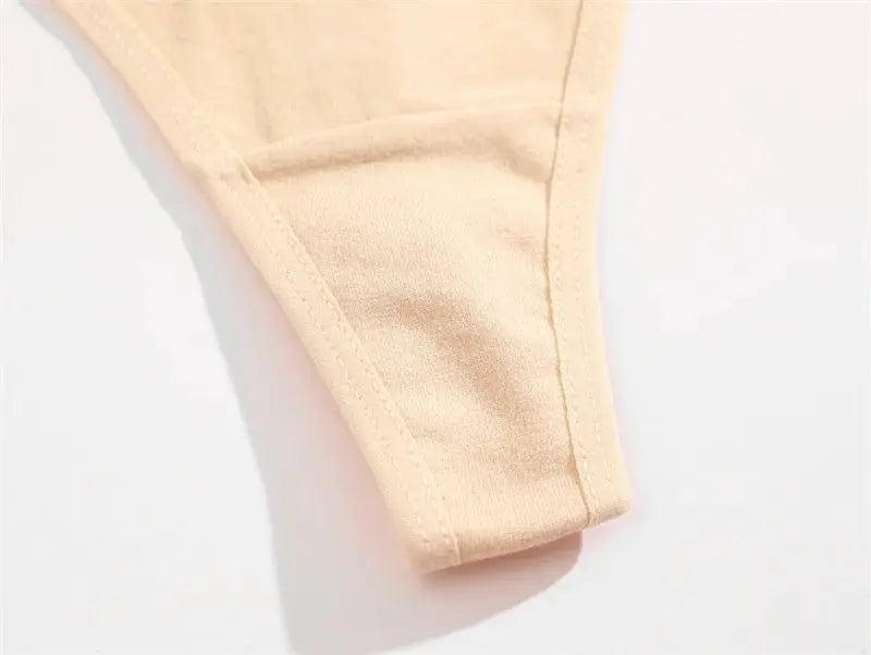 Women cotton seamless low-rise thong underwear, beige, 4-piece set from Simples Market