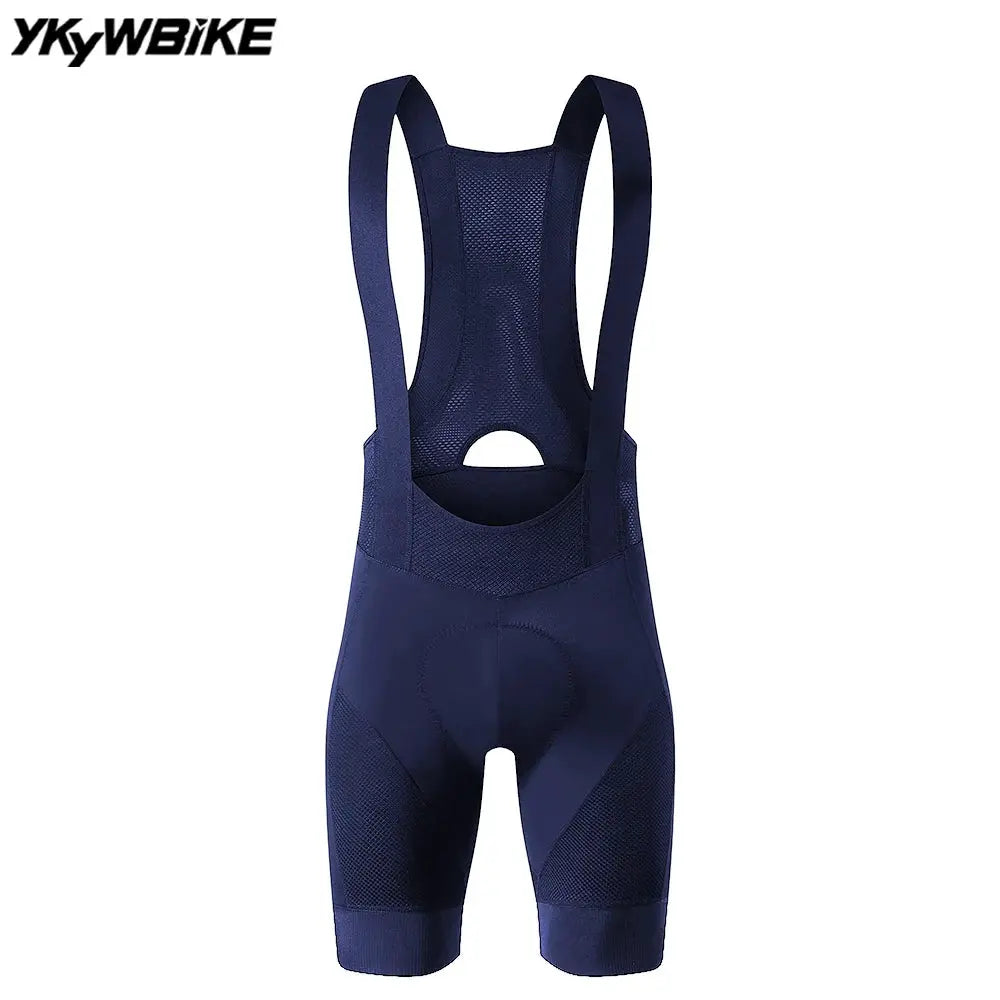 YKYWBIKE cycling bib shorts navy padded with mesh back and shoulder straps