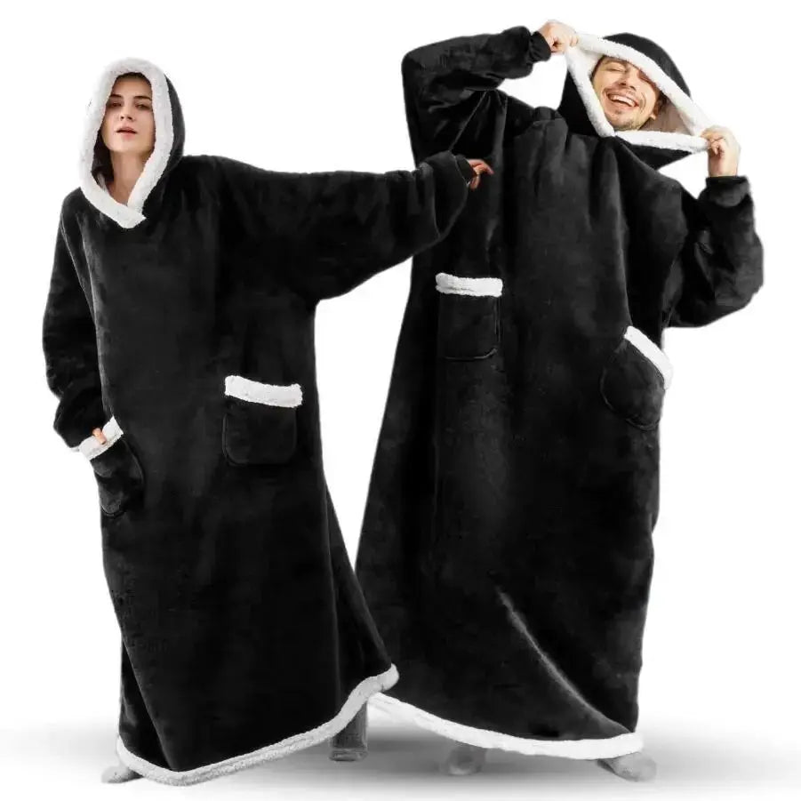 CozyCloud Super Long Wearable Fleece Blanket Hoodie 150cm For Women And Men Cold Proof Winter Comfort