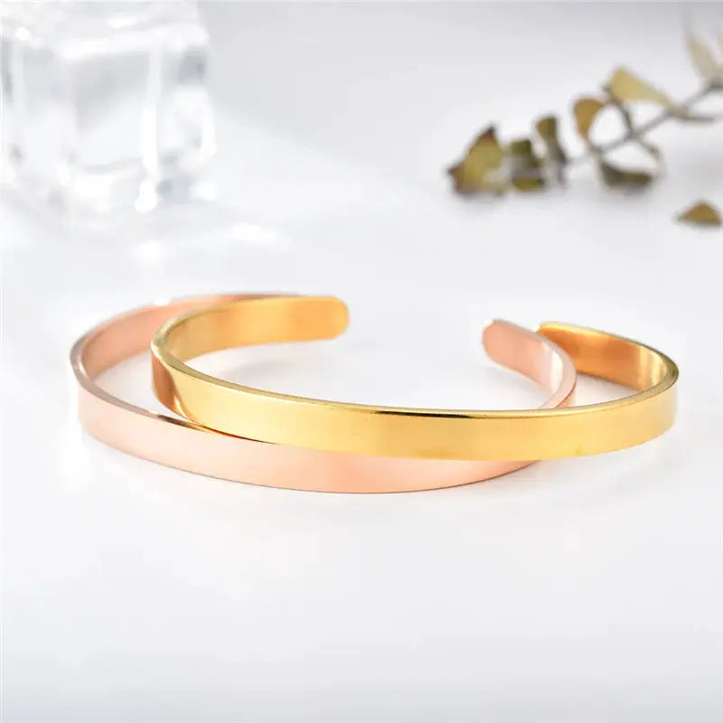 New Classic Simple Unisex Open Adjustable Stainless Steel Bracelet 4mm Gloss Finish