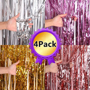 New 4 2 1 Pack Party Backdrop Metallic Foil Fringe Tinsel Curtain For Birthday Wedding Baby Shower