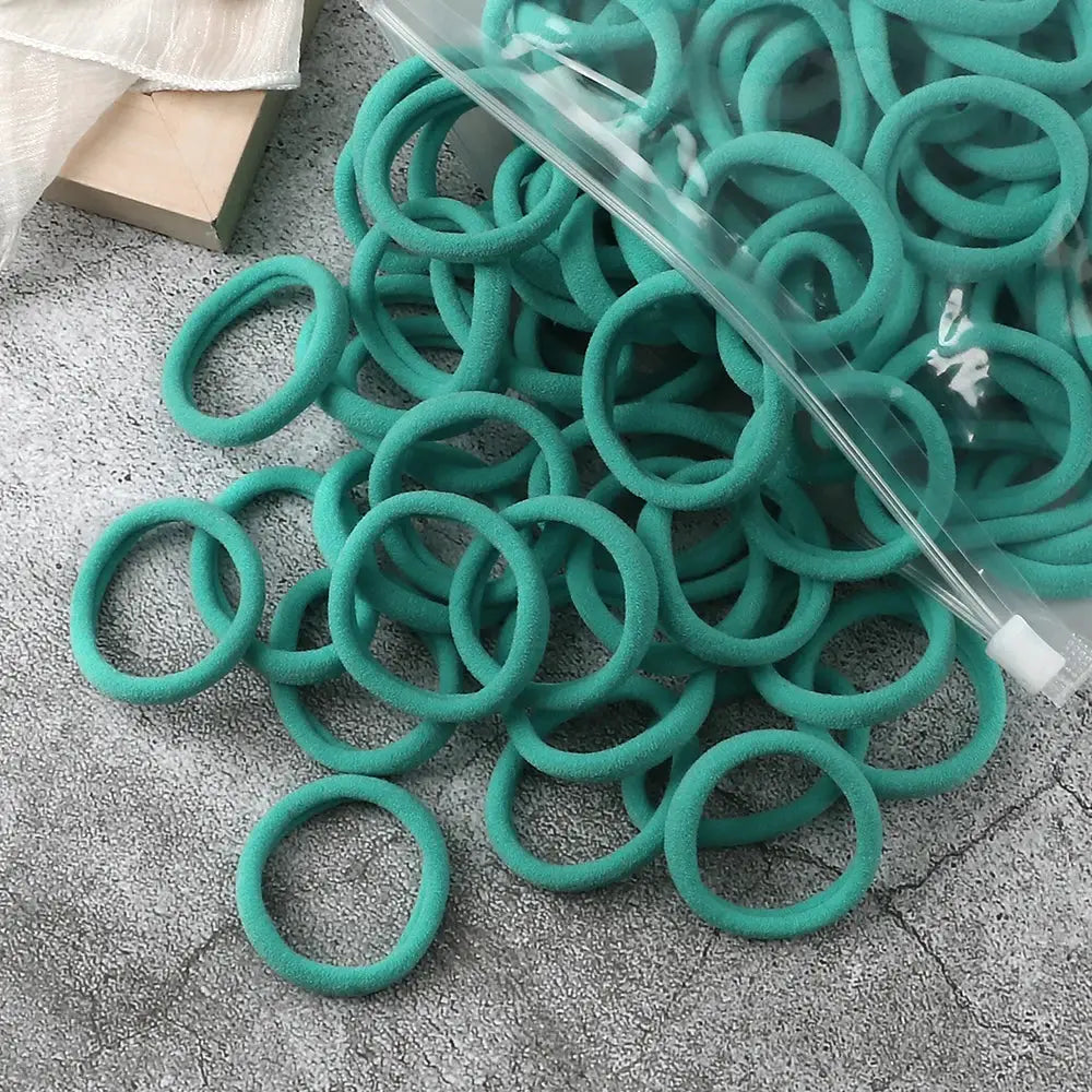 NovaHair 50 Pcs Mixed Colors Hair Bands 4 Cm Elastic Hair Ties Ponytail Holders Gentle Hold For Everyday Ponytails