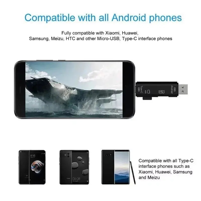 5 In 1 USB C Micro USB SD TF Card Reader Adapter For Android And PC OTG High Speed USB 2.0