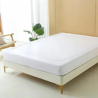 Stretchable bed cover for bed skirt replacement, white, non-slip design, machine washable, ideal for bedroom or living room