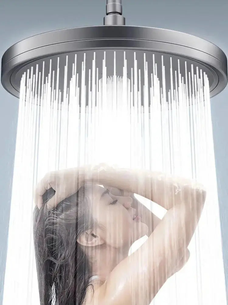 Simples Market 230mm round panel showerhead with 6 spray modes; high-pressure rainfall