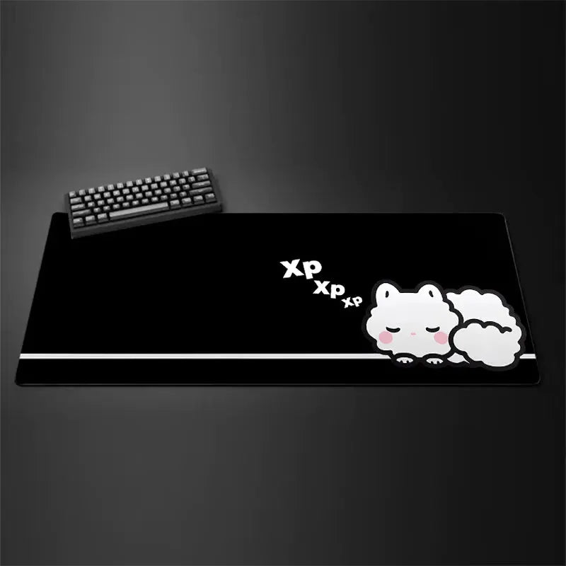 Kawaii Black Kitten Mouse Pad Large XXL Gaming Keyboard Mat for Home Office Bedroom Decor