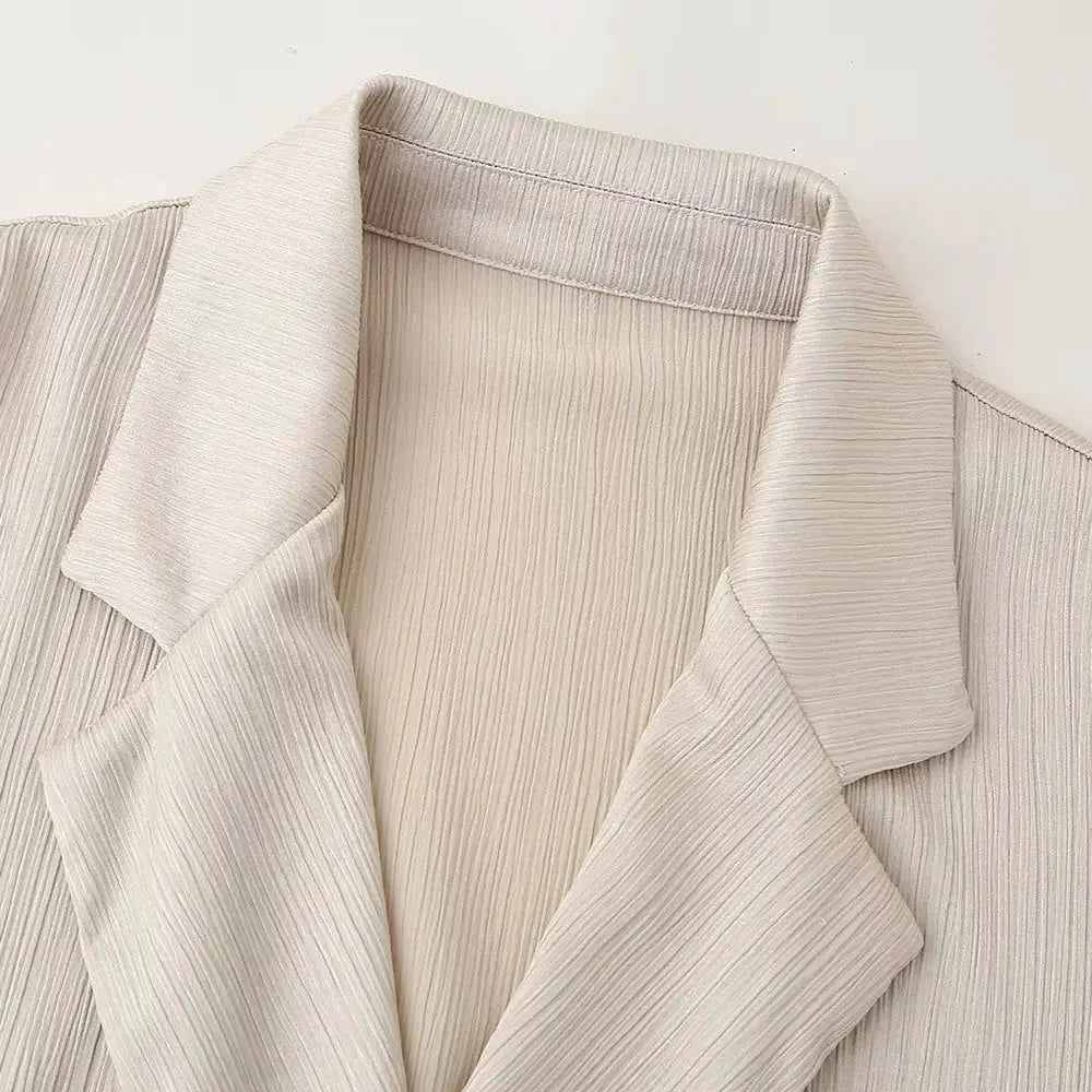 European American Double Breasted Jacket Pants Set Wrinkle 2024 Spring