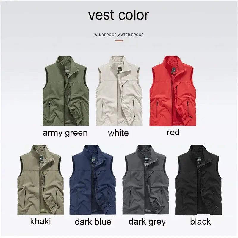 Men's windproof sleeveless vest in seven colors: army green, white, red, khaki, dark blue, dark grey, black