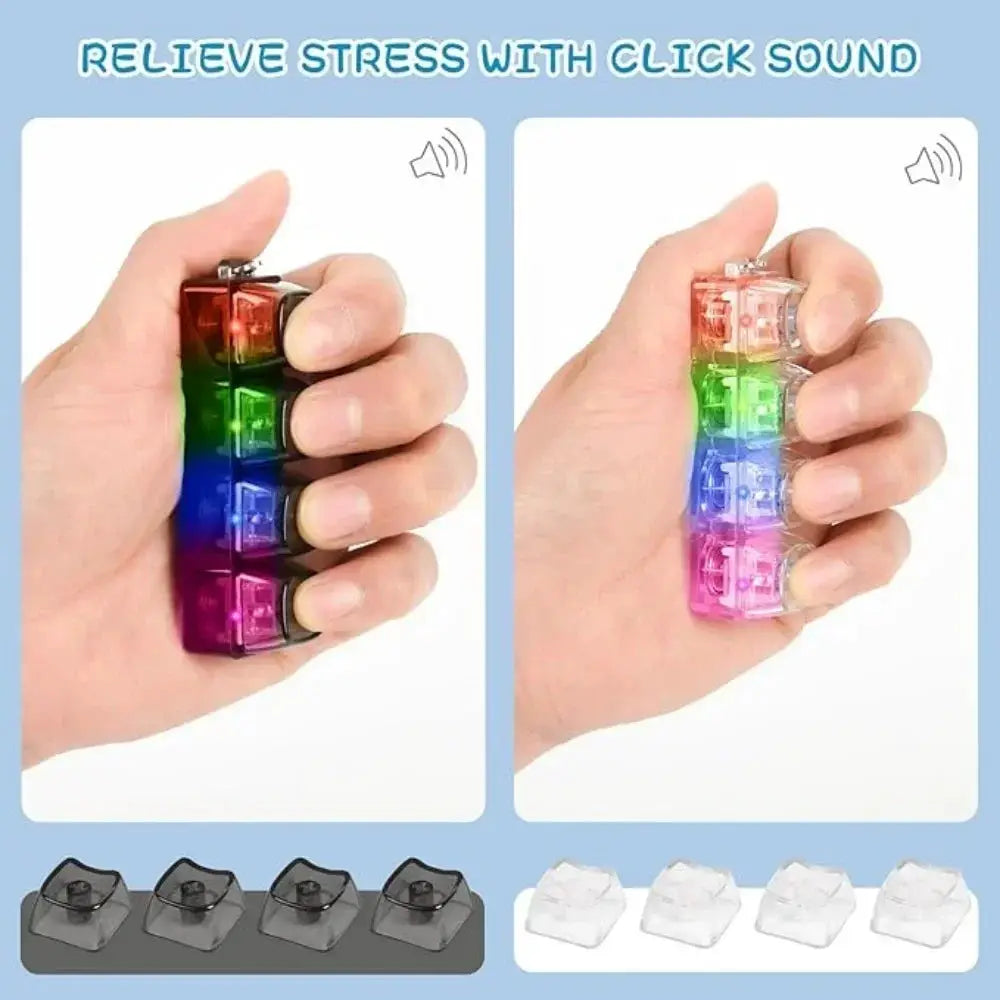 Keychain LED Lights Stress Relief Keyboard Toy For Office Desk Portable Anxiety Management Gift For Professionals