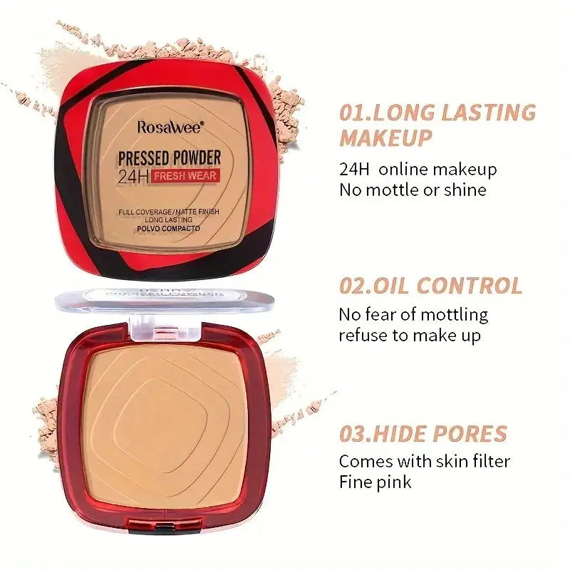 GlowGuard Matte Full Coverage Powder Foundation With Puff Oil Control 24 Hour Fresh Wear For All Skin Types