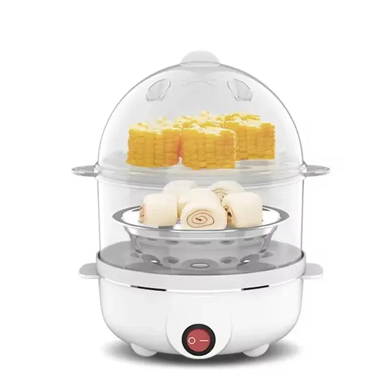Multifunctional Electric Egg Boiler And Steamer With Double Layer Basket Poacher Breakfast Maker For Kitchen
