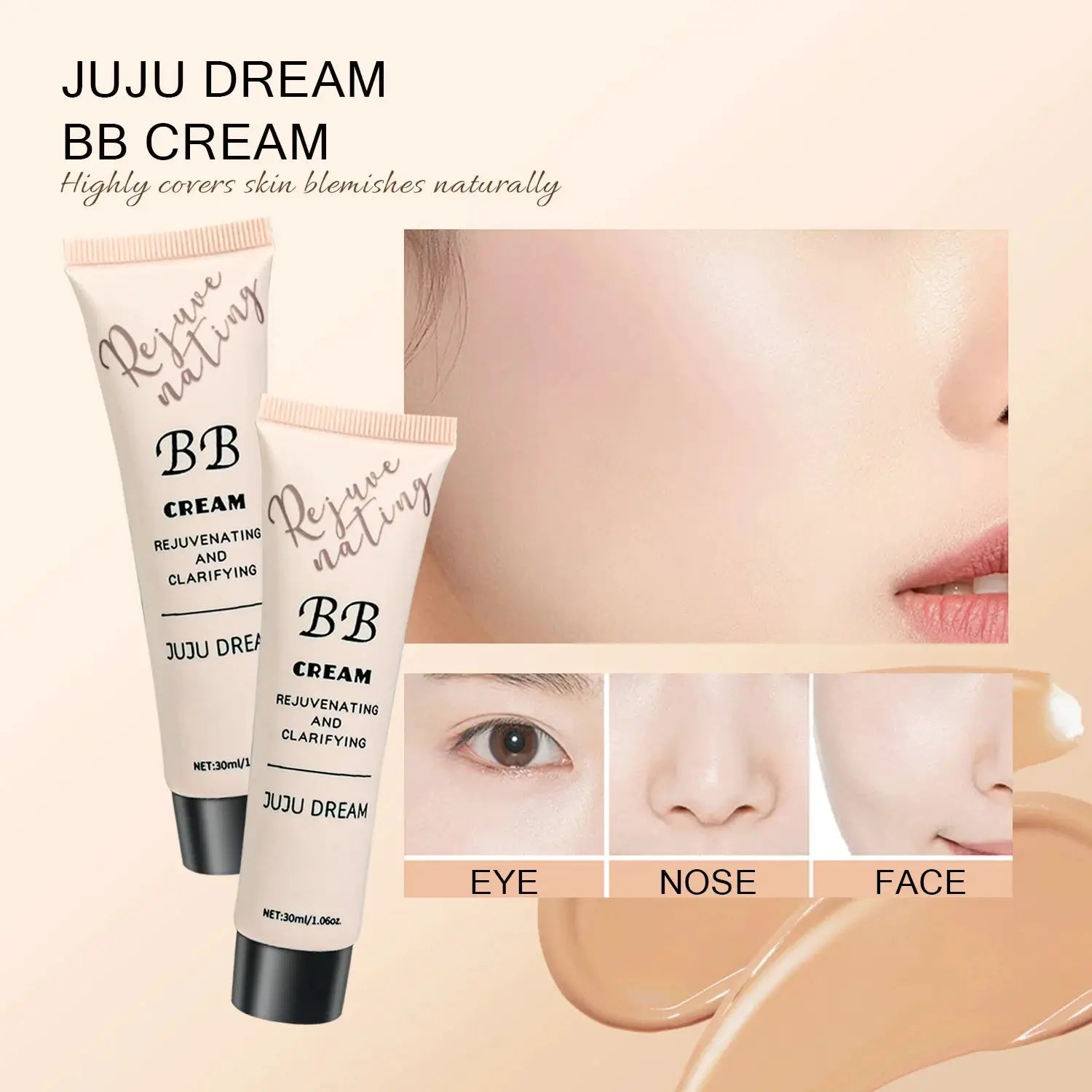Juju Dream BB Cream Primer and Foundation for Dry Skin Moisturizing Oil Control Long Lasting Dewy Finish
