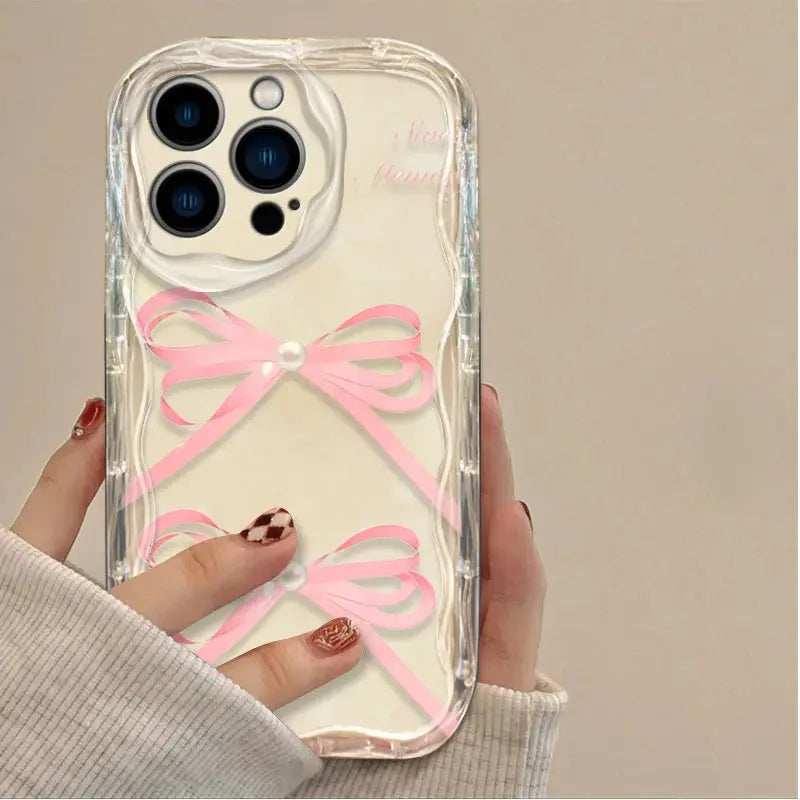 CharmGuard Black Bowknot Heart IPhone Case Silicone Shockproof With Soft Grip For IPhone Models